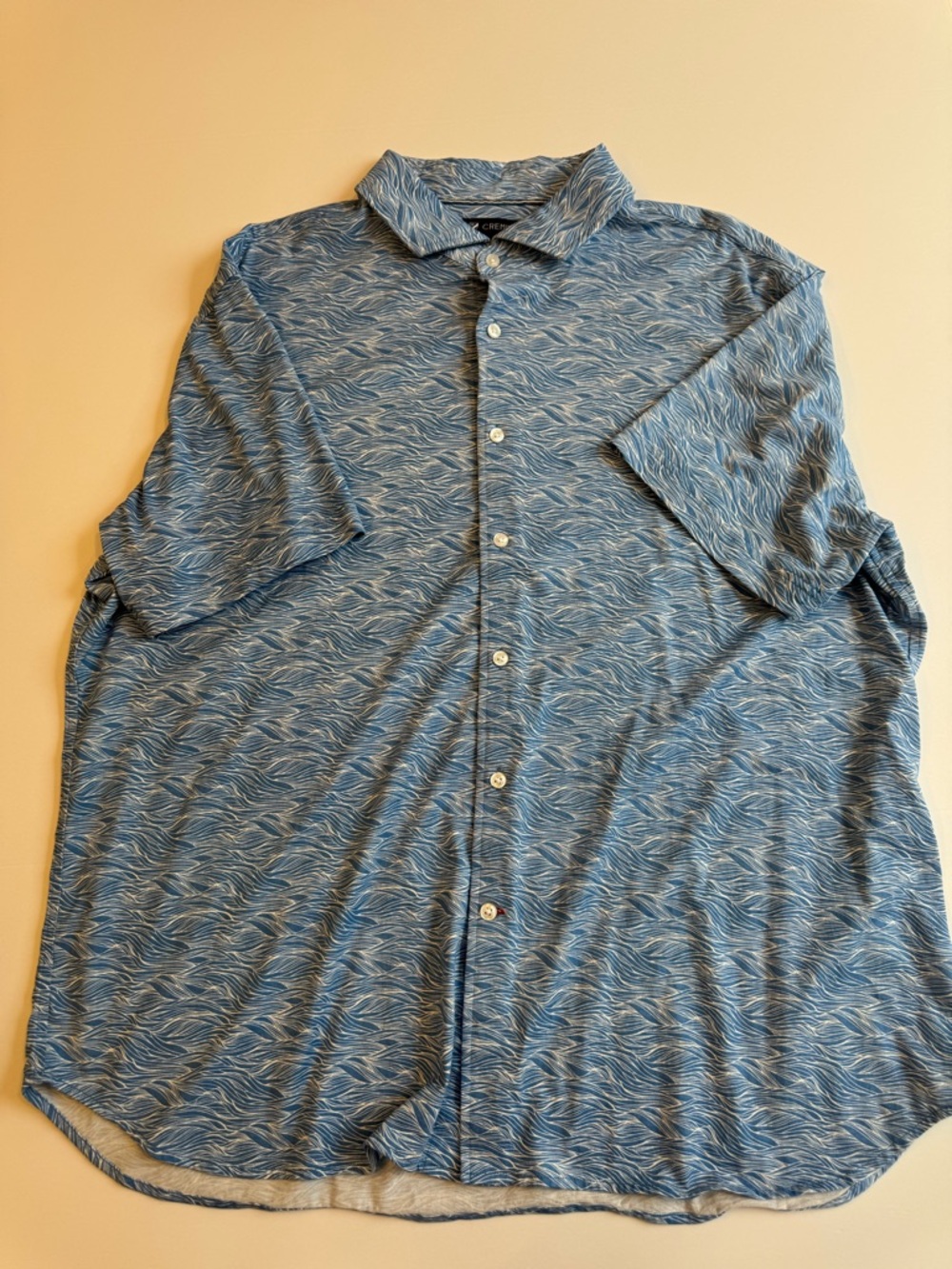 Daniel Cremieux Blue Wave-Pattern Short-Sleeve Button-Down Shirt